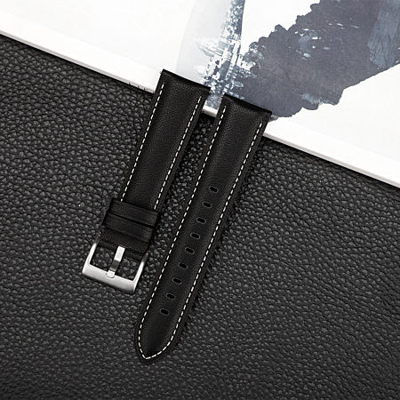 Bracelet en cuir Noir pour Samsung Galaxy Watch 45 mm