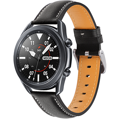 Bracelet en cuir Noir pour Samsung Galaxy Watch 45 mm