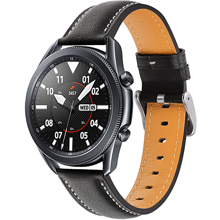 Bracelet en cuir Noir pour Samsung Galaxy Watch 45 mm